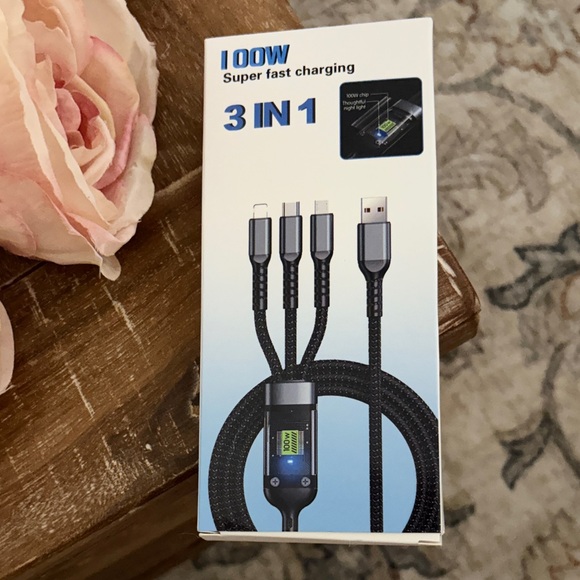 Amazon 3-in-1 Super Fast Charging Cable - Black - Picture 1 of 2